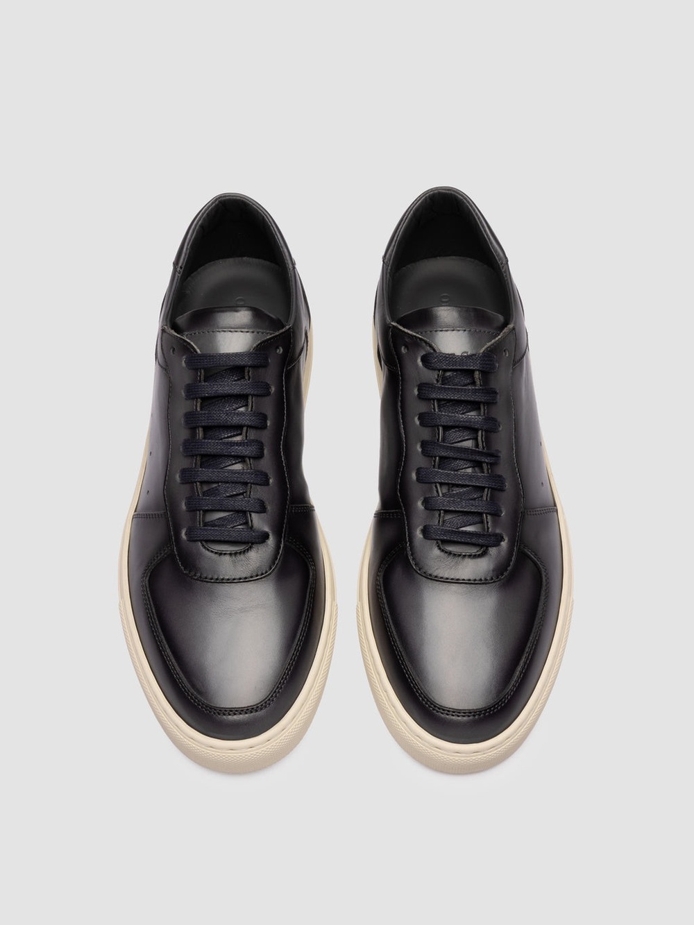 Officine Creative Black Leather Sneakers with Cream Sole L69-1009